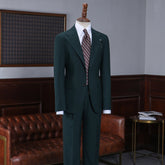 Page Fashionable Dark Green Notched Lapel Slim Fit Tailored Business Suit